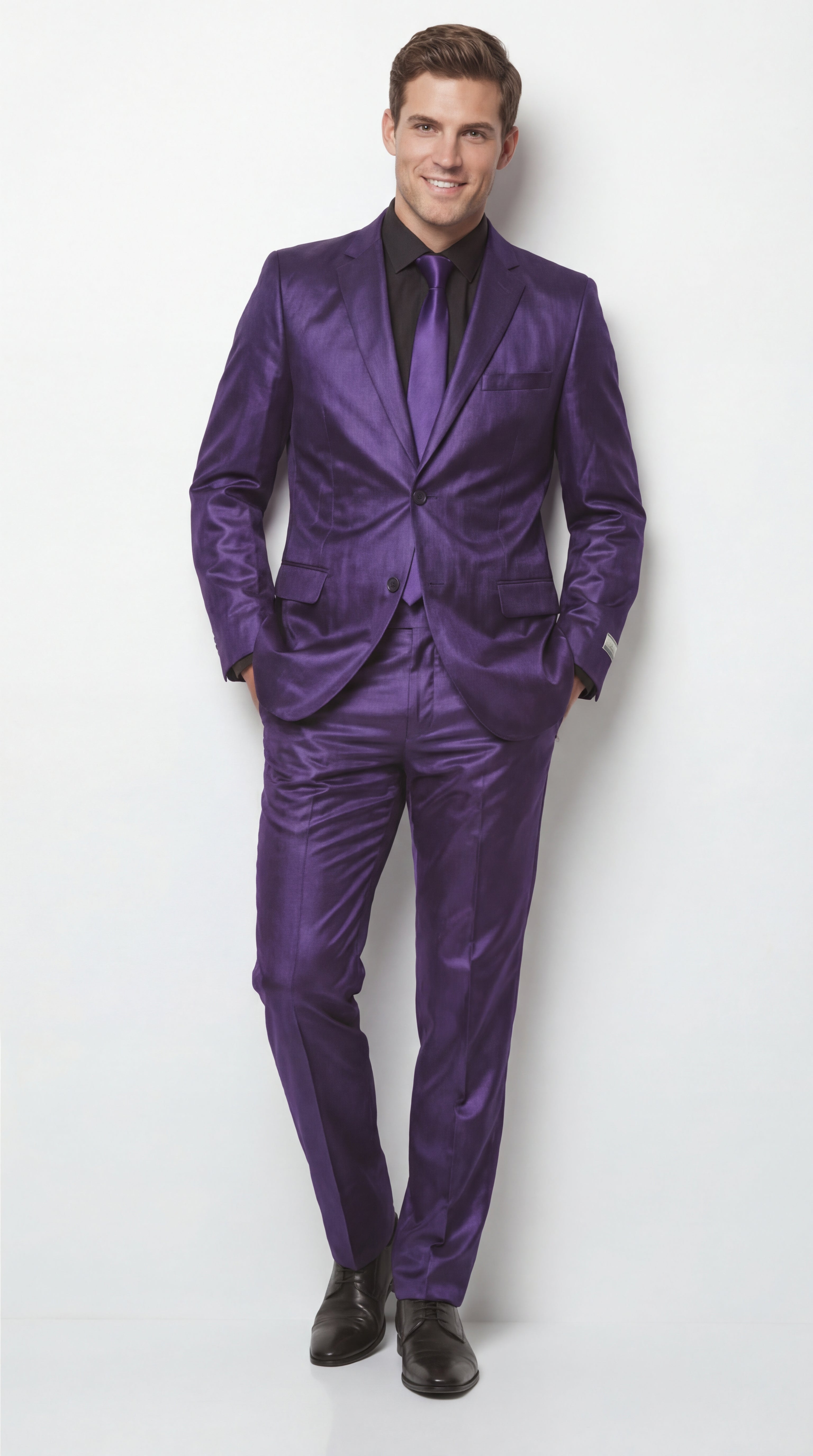 Shiny Metallic Party Blue Suit - Coat Size 38