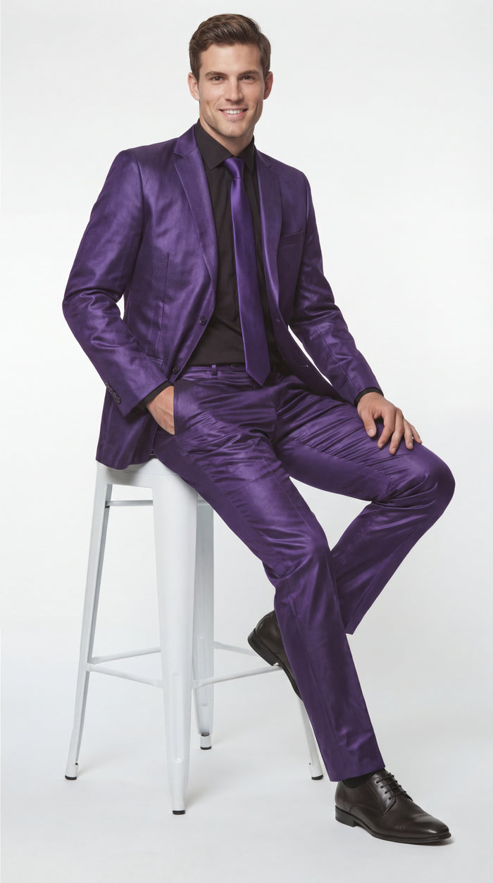 Shiny Metallic Party Blue Suit