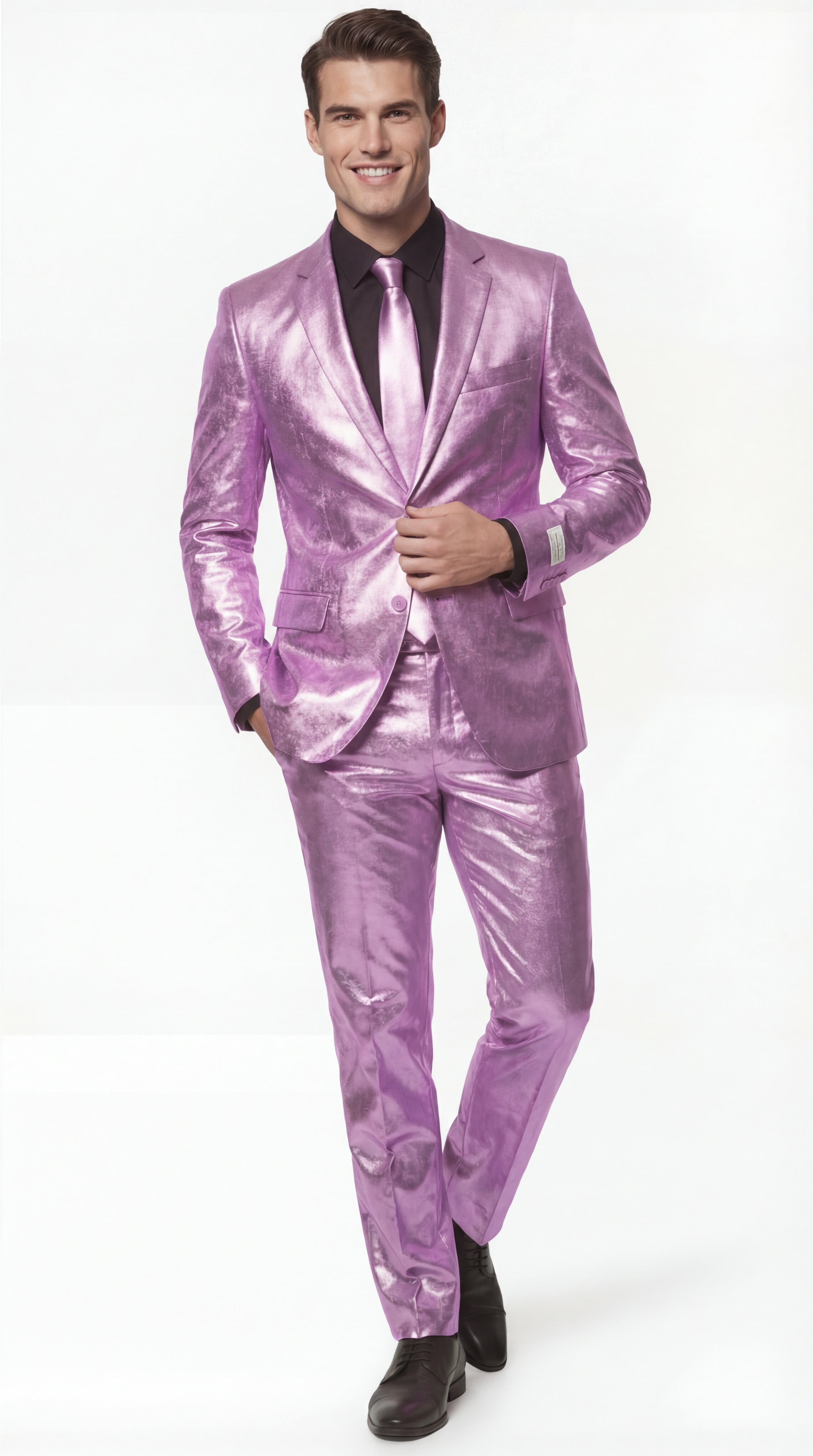 Shiny Metallic Party Lavender Suit - Coat Size 38