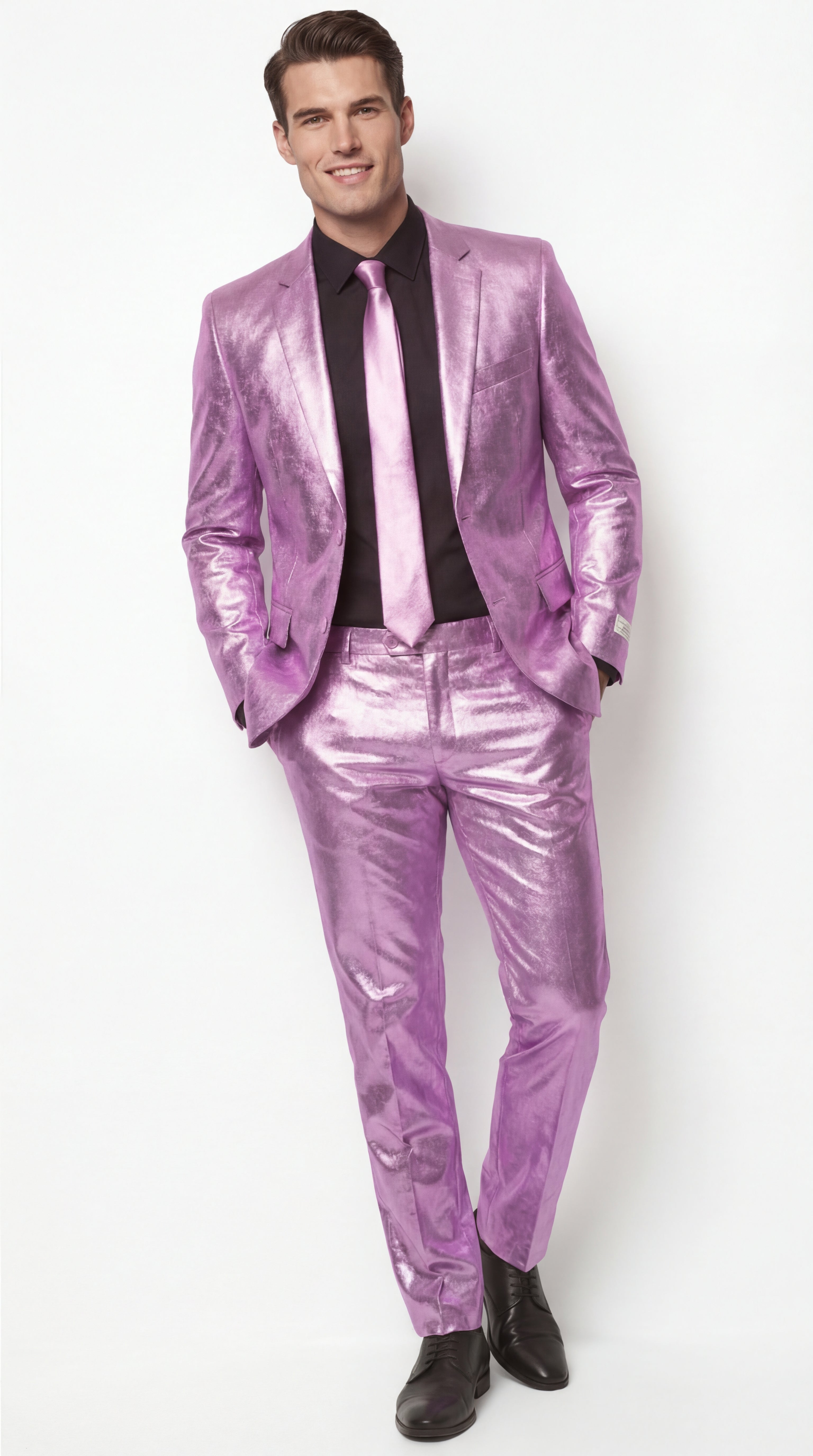 Shiny Metallic Party Lavender Suit - Coat Size 38