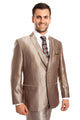 "Sharkskin Wedding & Prom 2025 Suit - Men's Two Button Vested in Dark Taupe"