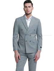 Vitali Rose Striped Double Breasted Modern Fit Suit G8006