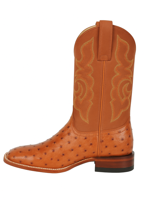 Men's Los Altos Ostrich Skin Wide Square Toe Boots - B-New Designer Collection