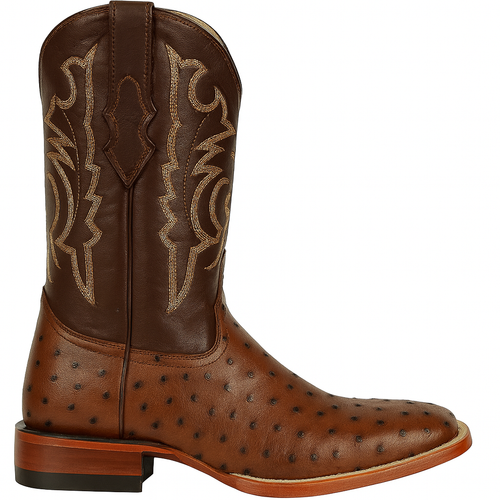 Men's Los Altos Ostrich Skin Wide Square Toe Boots - B-New Designer Collection