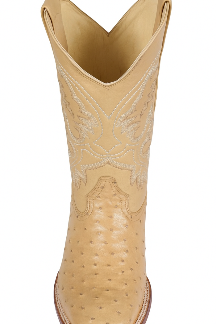 Men's Los Altos Ostrich Skin Wide Square Toe Boots - B-New Designer Collection