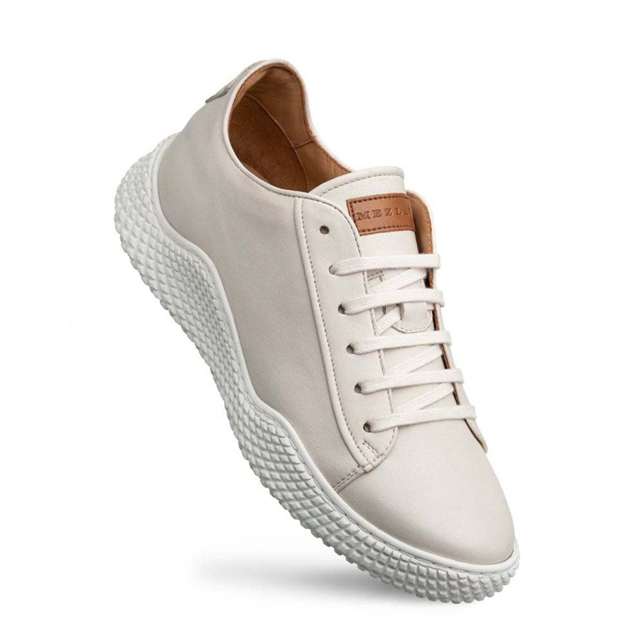 Men’s Pristine White Leather Sneakers By Mezlan Made In Spain Brand - 8