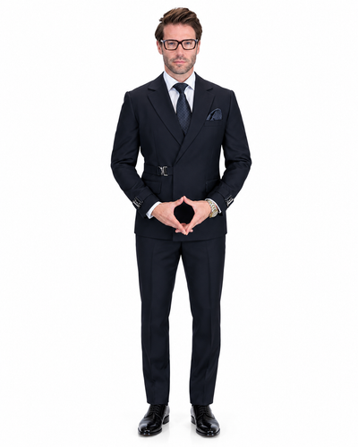 Men’s 2 Piece Modern Fit Buckle Suit - Black