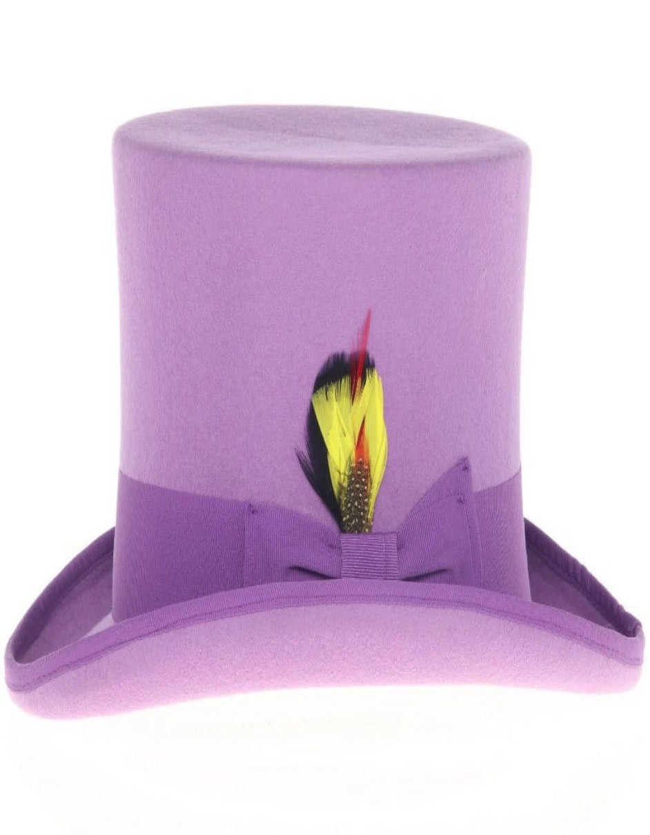 Purple Dress Hat 1920s Fedora Style - Men's Tall 100% Wool Dress Top Hat in Purple - S