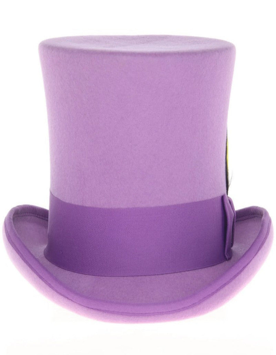 Purple Dress Hat 1920s Fedora Style - Men's Tall 100% Wool Dress Top Hat in Purple - S