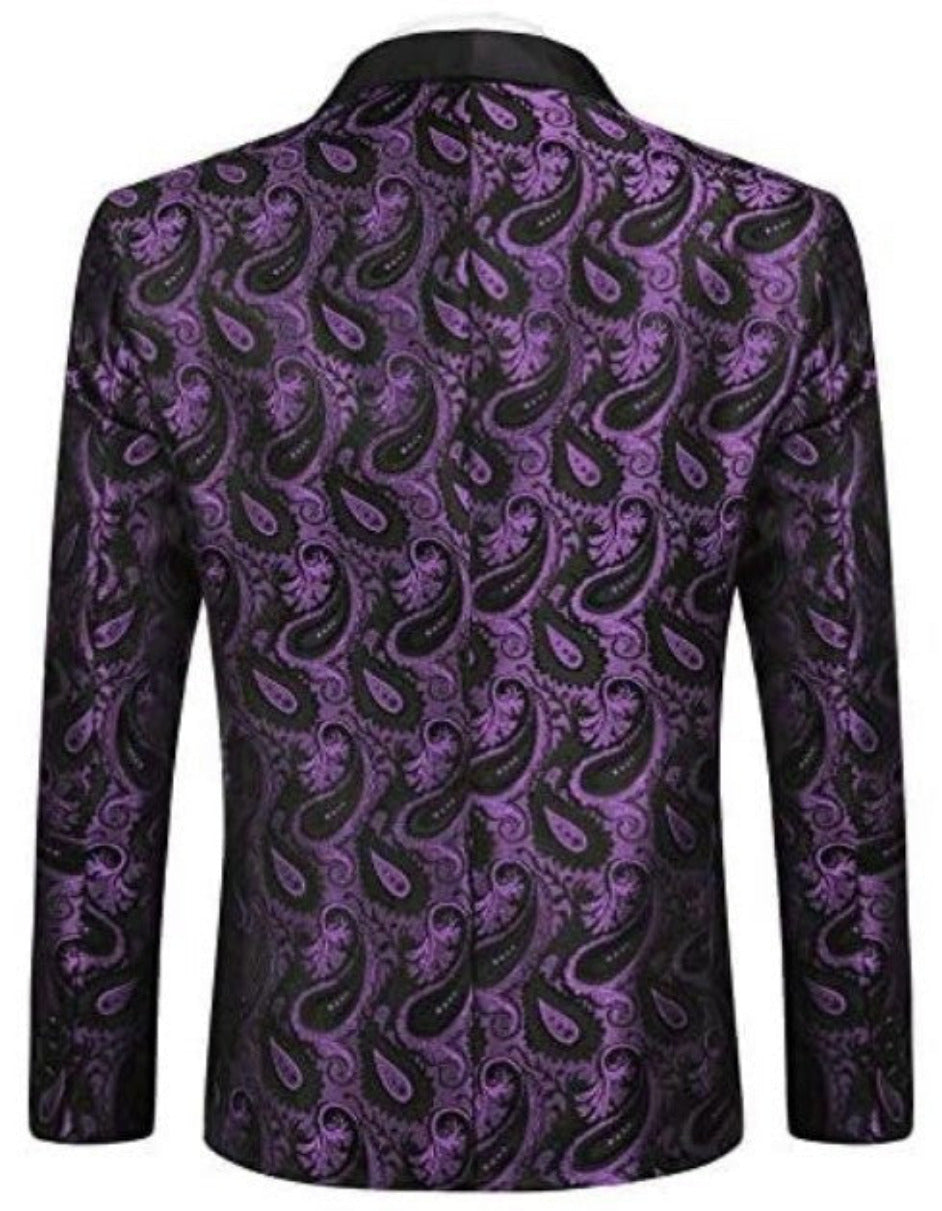 Mardi Gras Purple Tuxedo Dinner Jacket - Purple Paisley Blazer - S