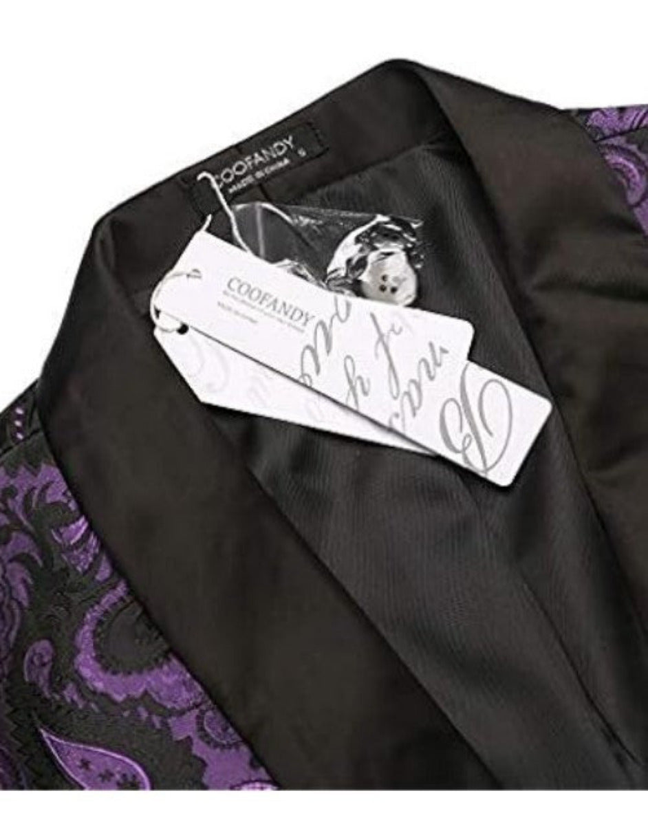 Mardi Gras Purple Tuxedo Dinner Jacket - Purple Paisley Blazer - S