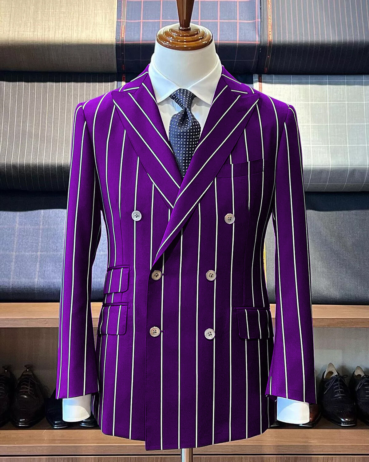 Purple Pinstripe Suit - Gangster Suit - 1920's Suit - Double Breasted Suit