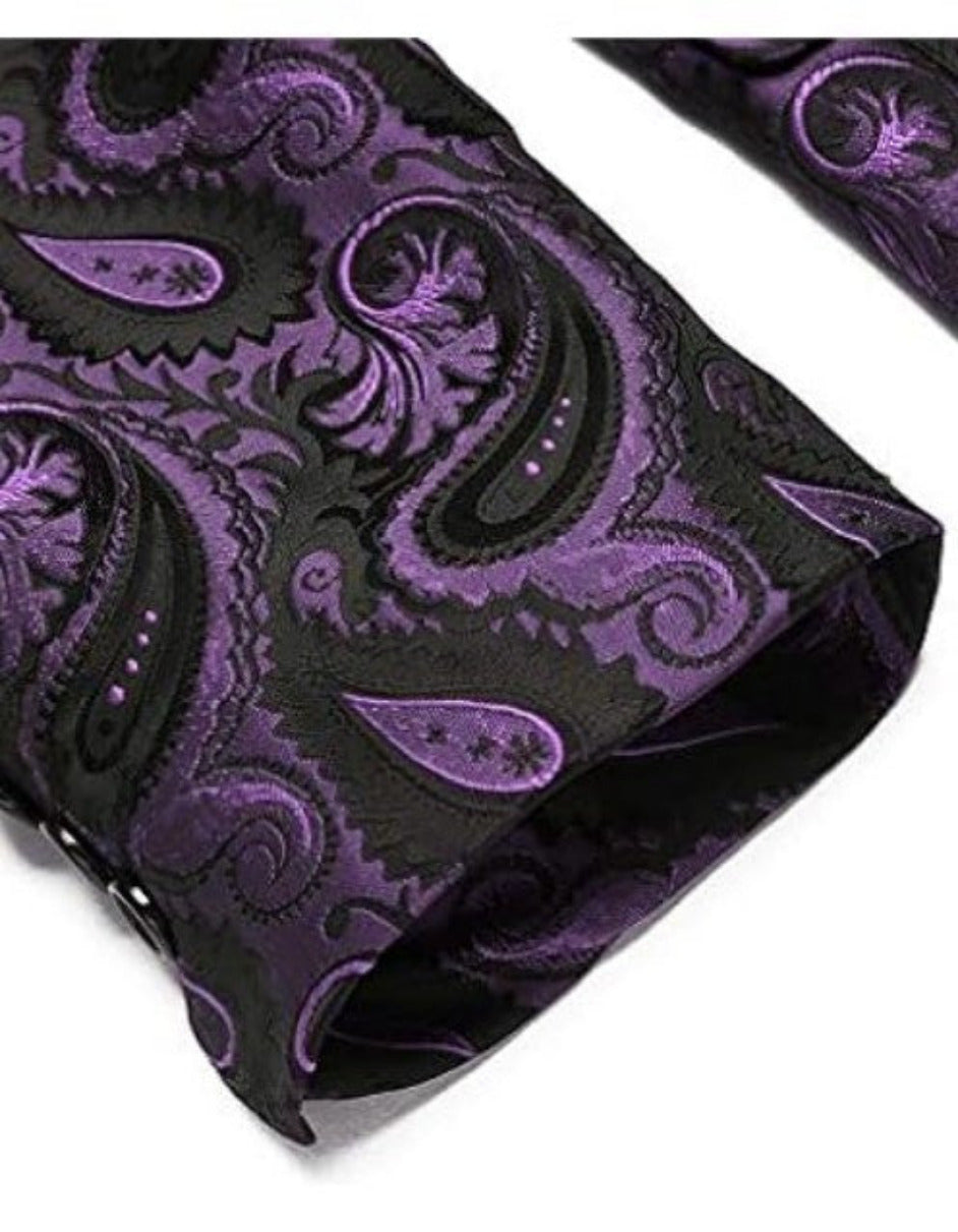 Mardi Gras Purple Tuxedo Dinner Jacket - Purple Paisley Blazer - S