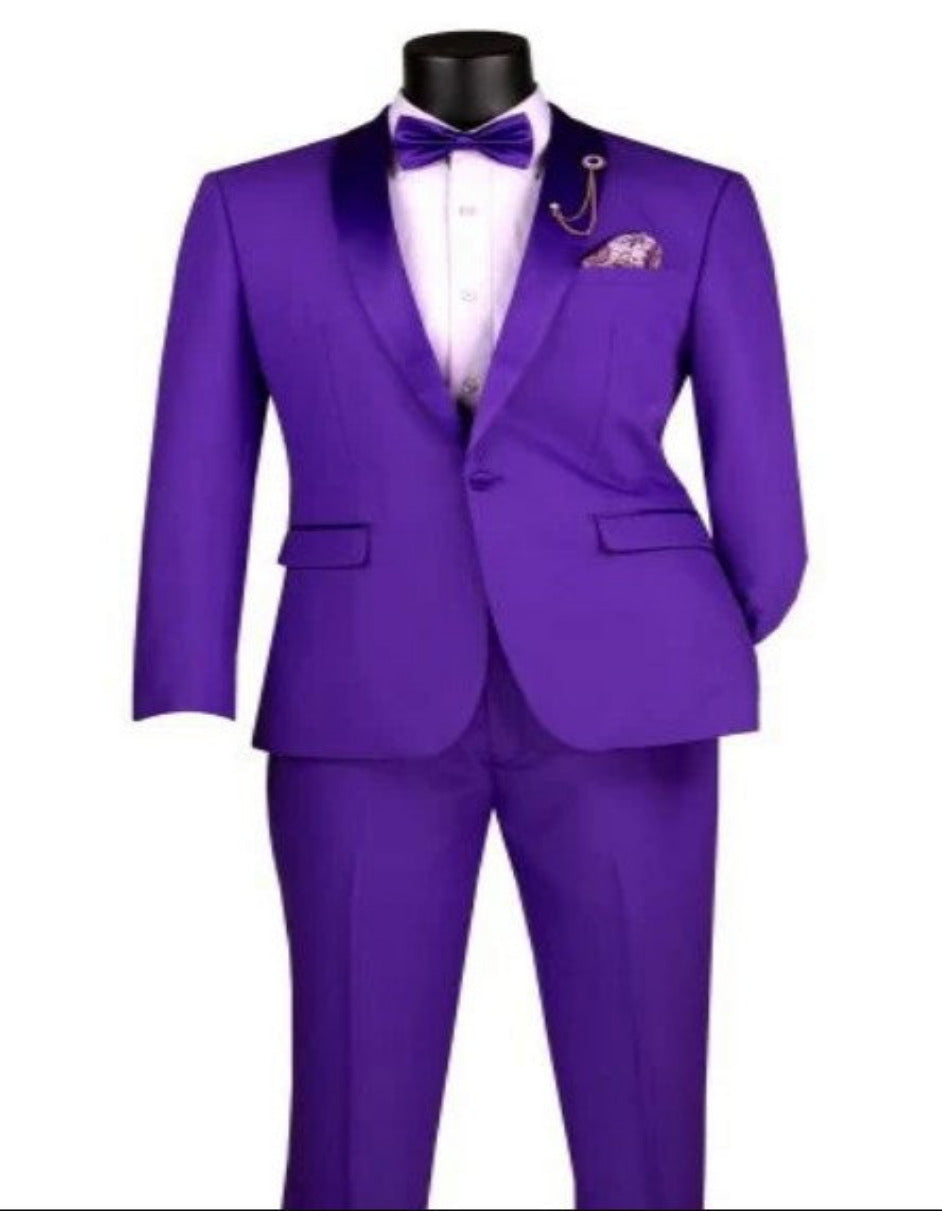 Mens Two Piece Shawl Lapel Slim Fit Tuxedo - Gold - Mustard