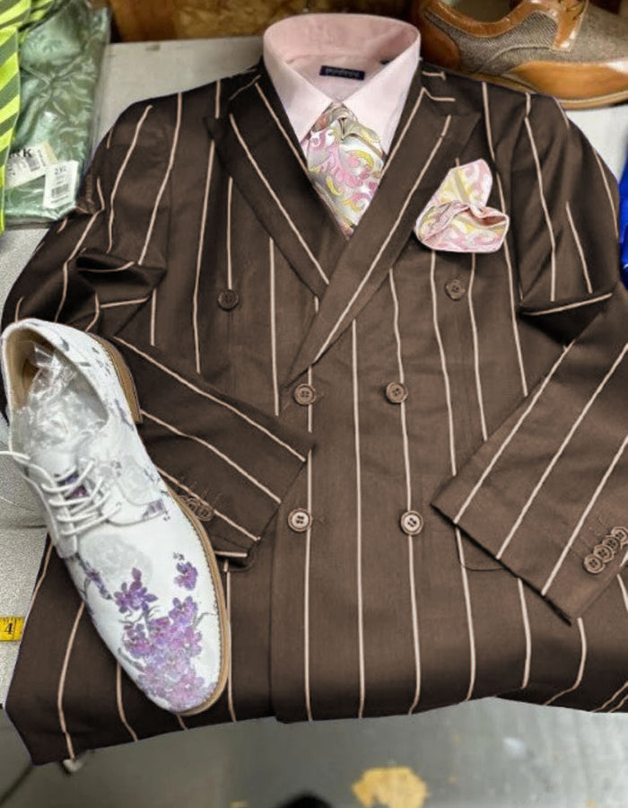Pinstripe Blazer Brown