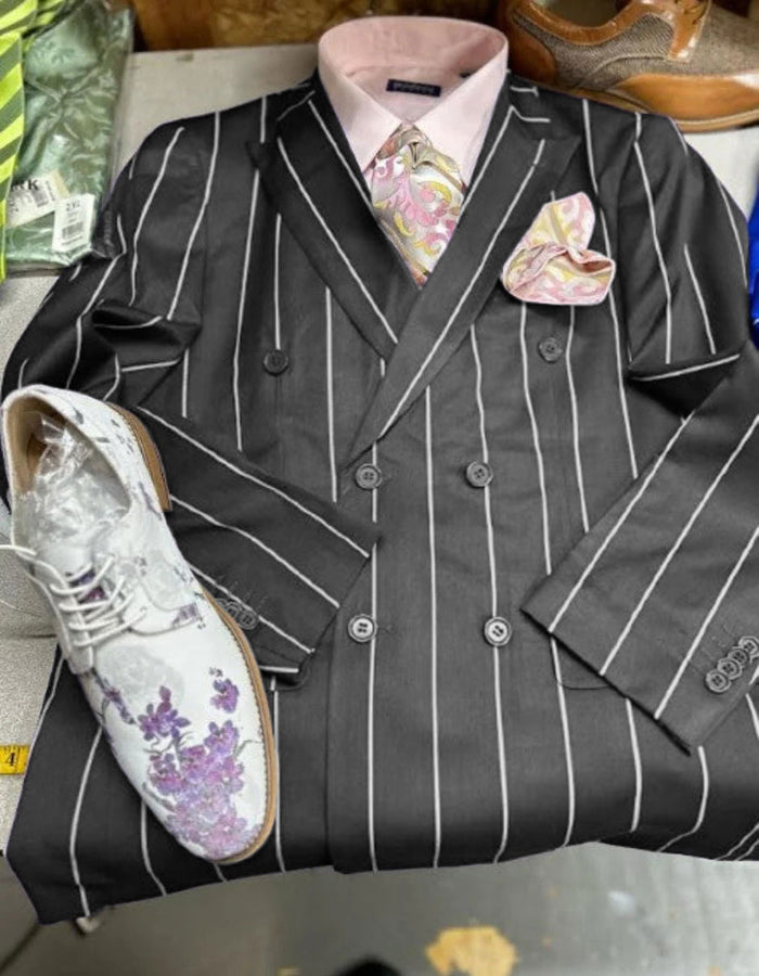 Pinstripe Blazer Gray
