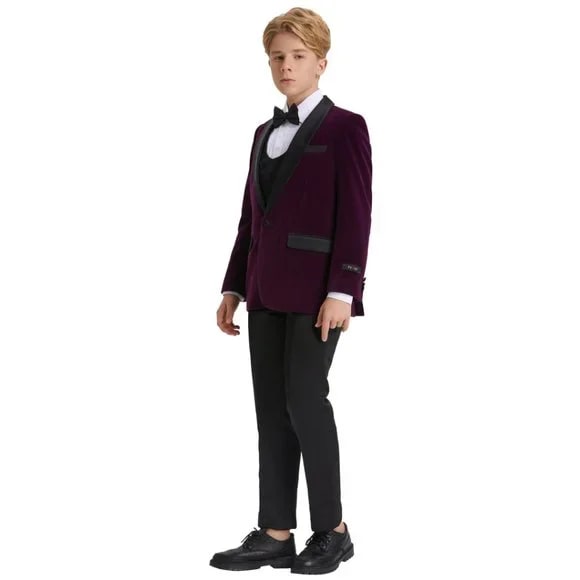 5pc Purple Boys Velvet Tuxedo Includes Bowtie by Tazio