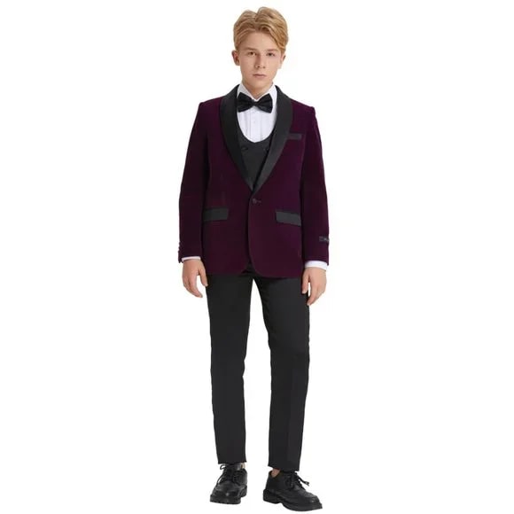 5pc Purple Boys Velvet Tuxedo  Bowtie by Tazio