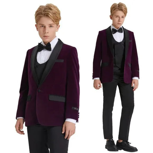 5pc Purple Boys Velvet Tuxedo  Bowtie by Tazio