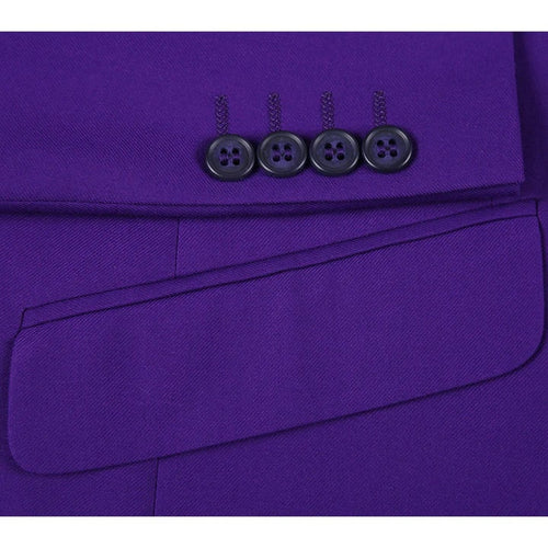 Cheap Priced Suit - Mens Basic Two Button Slim Fit  Purple Suit