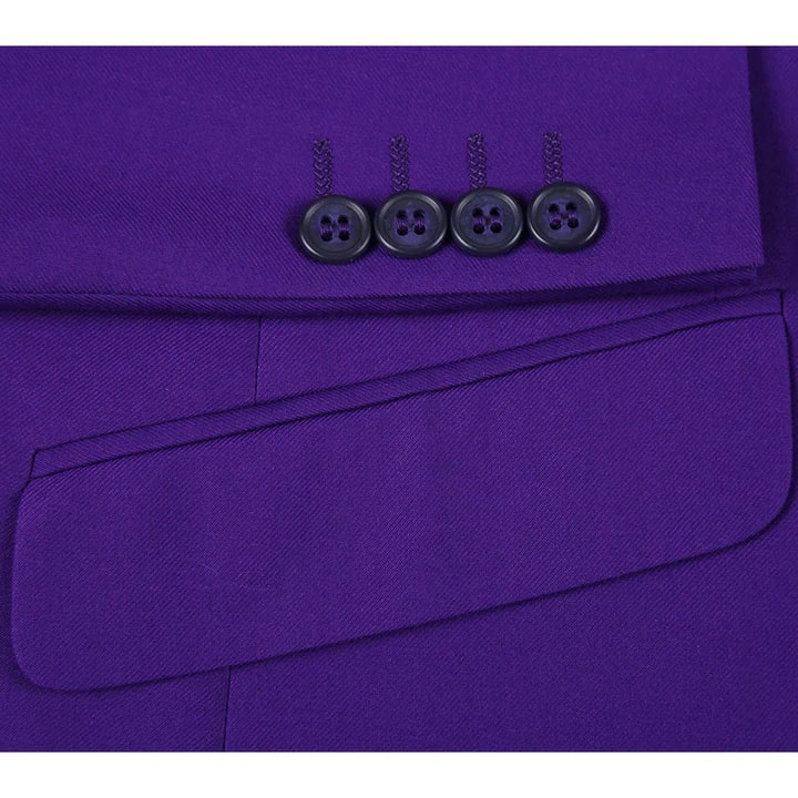 Cheap Priced Suit - Mens Basic Two Button Slim Fit  Purple Suit - 38 Short Jacket+32 Waist Adjustable 28to34)(Height: 5 4 to5 7 )(Neck  15-16.5)S-M)