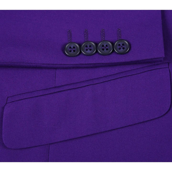 Cheap Priced Suit - Mens Basic Two Button Slim Fit  Purple Suit
