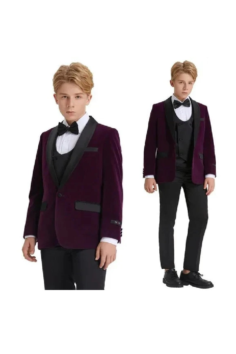 5pc Purple Boys Velvet Tuxedo  Bowtie by Tazio