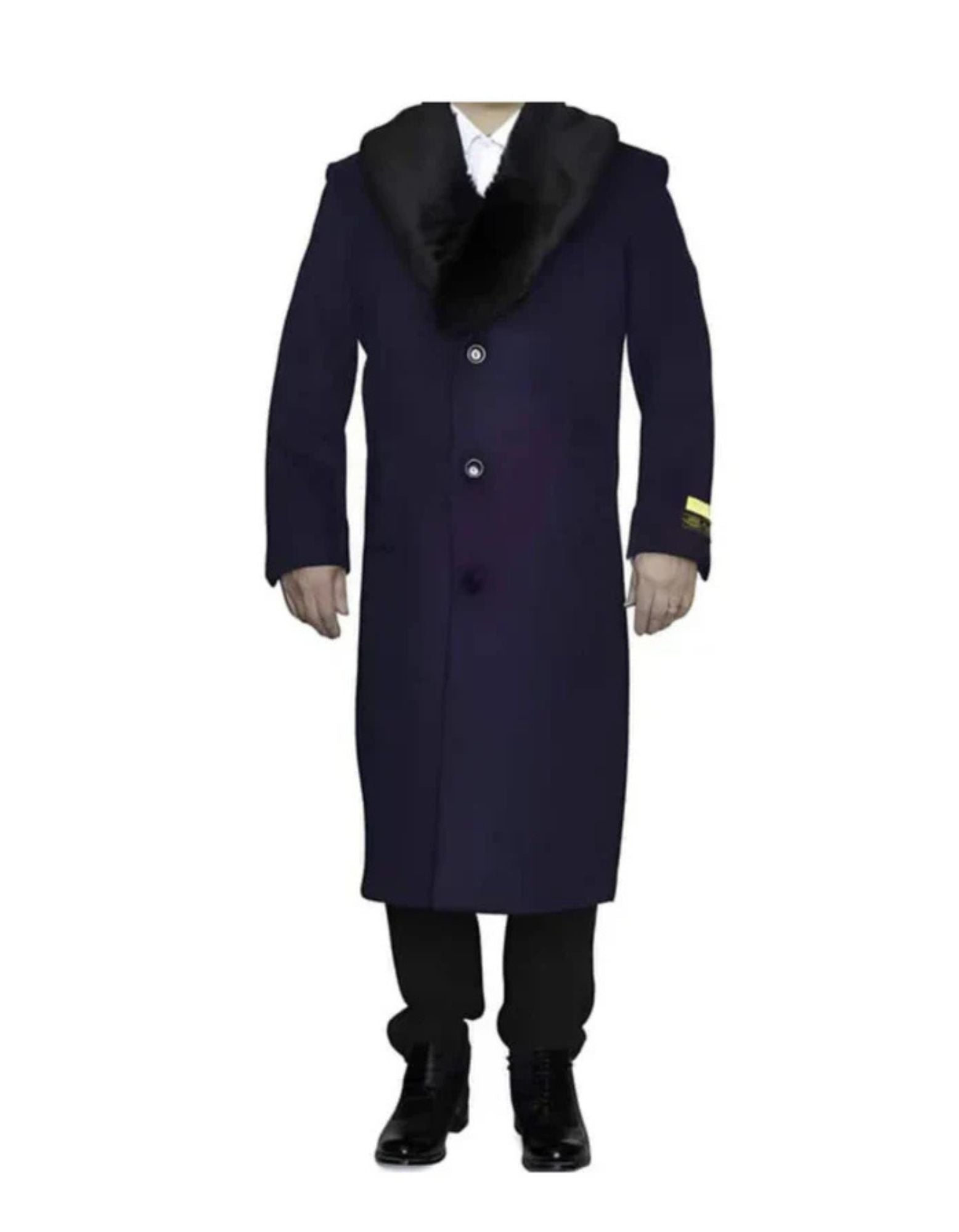 Mens Overcoat Mens Purple 3 Button Dress Coat - Three Quarter 34 Inch Length - Coat Size 38
