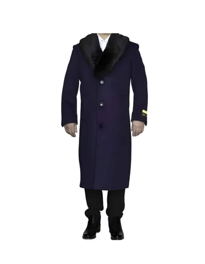 Big And Tall Purple Full Length Long Overcoat / Topcoat