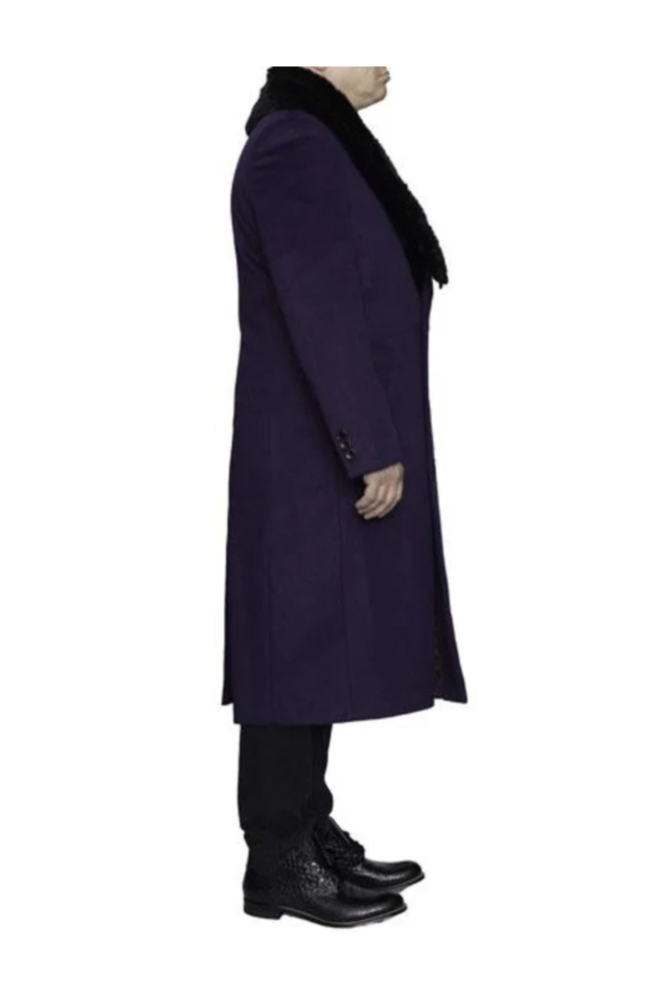 Mens Overcoat Mens Topcoat Mens Purple 3 Button Wool Dress Top Coat - Three Quarter 34 Inch Length