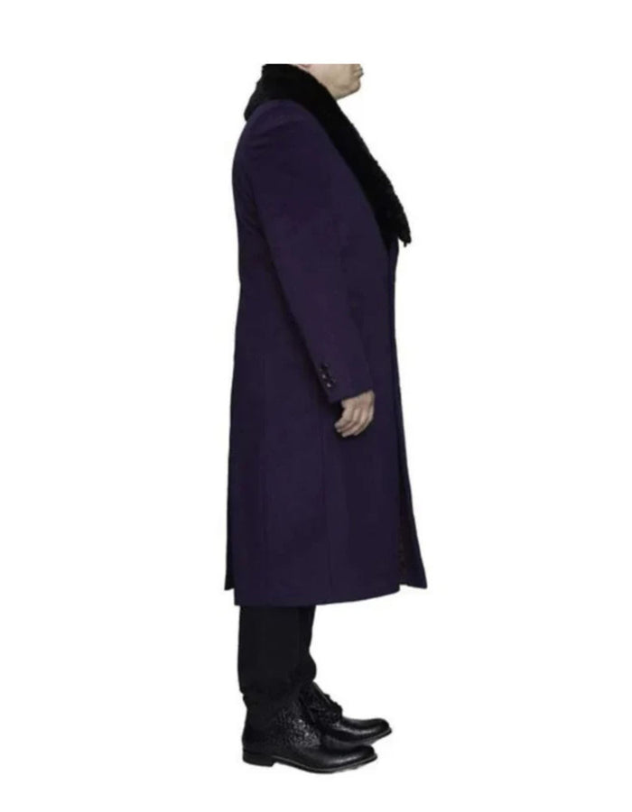 Mens Overcoat Mens Purple 3 Button Dress Coat - Three Quarter 34 Inch Length
