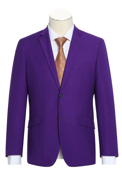 Cheap Priced Suit - Mens Basic Two Button Slim Fit  Purple Suit
