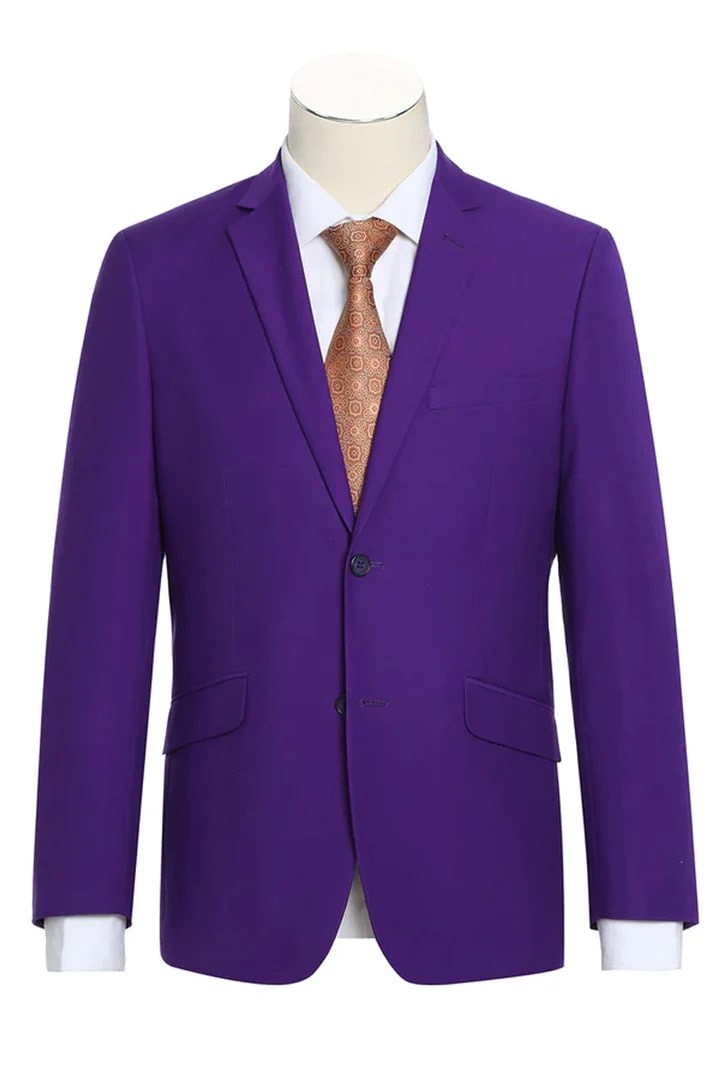 Cheap Priced Suit - Mens Basic Two Button Slim Fit  Purple Suit