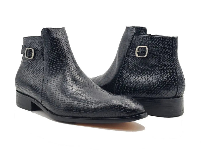 Carrucci Python Printed Calfskin Buckle Strap Boot