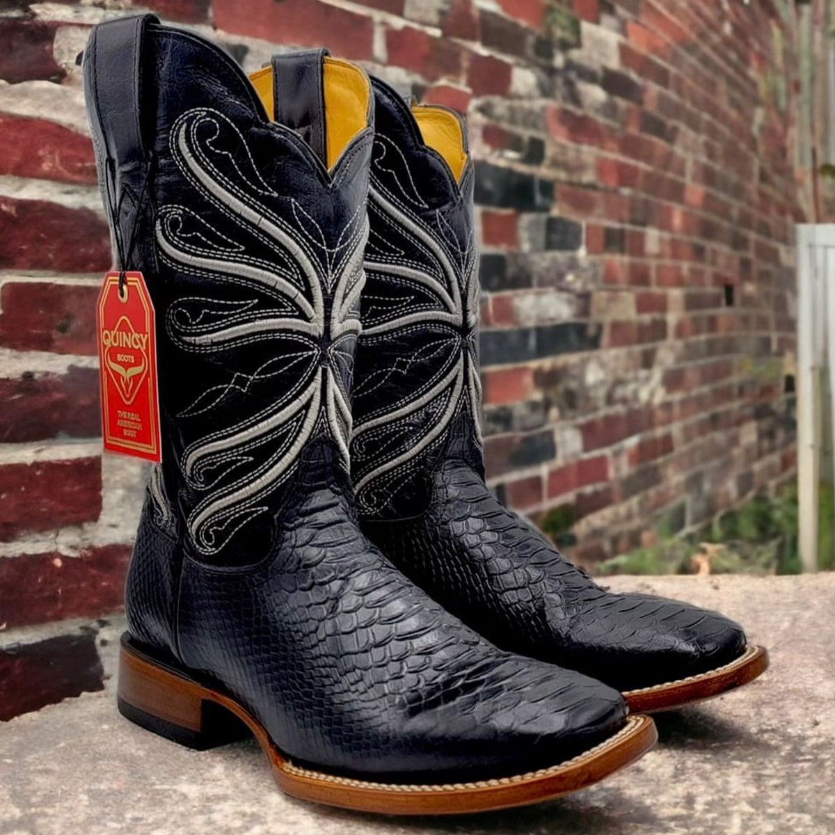 Black Python Cowboy Boots - Print - EE
