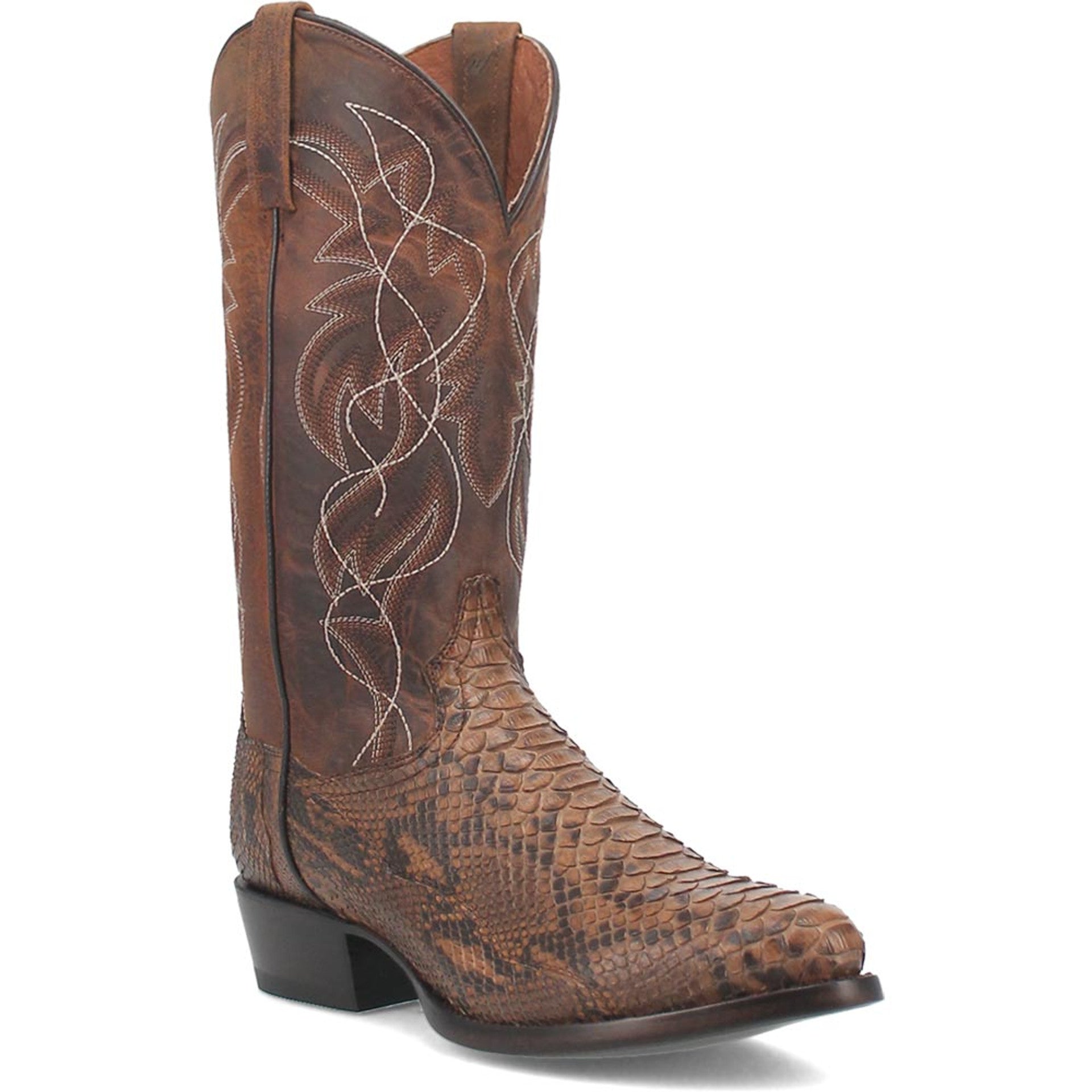 Dan Post Mens Bay Apache Manning 13 Round Toe Genuine Python Leather Cowboy Boot - 8D