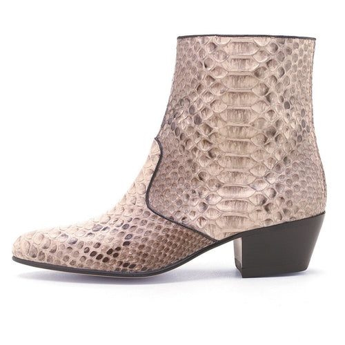 Los Altos Mens Natural Genuine Python Snakeskin Leather Ankle Boots
