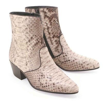 Los Altos Mens Natural Genuine Python Snakeskin Leather Ankle Boots