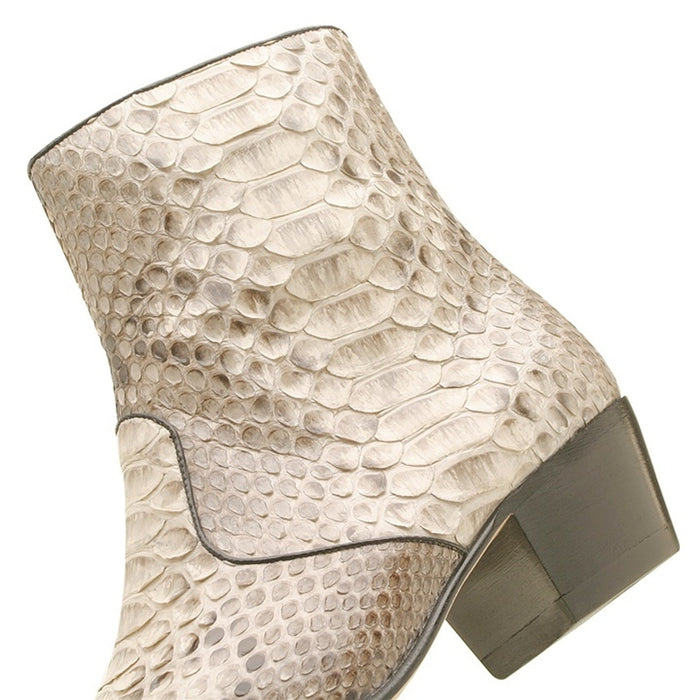 Los Altos Mens Natural Genuine Python Snakeskin Leather Ankle Boots