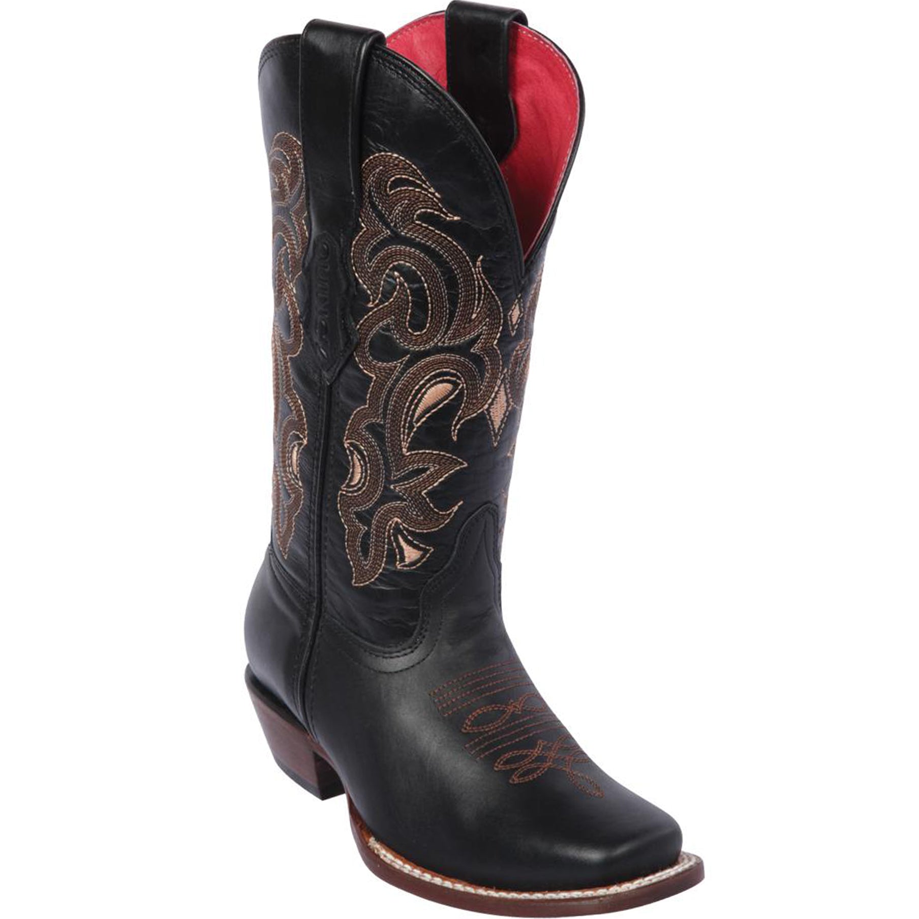 Black Square Toe Cowgirl Boots - Black