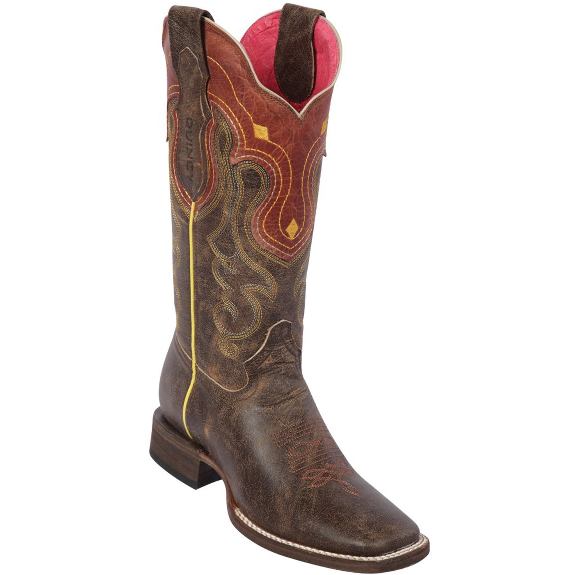 Wide Square Toe Cowgirl Boots - Tabacco