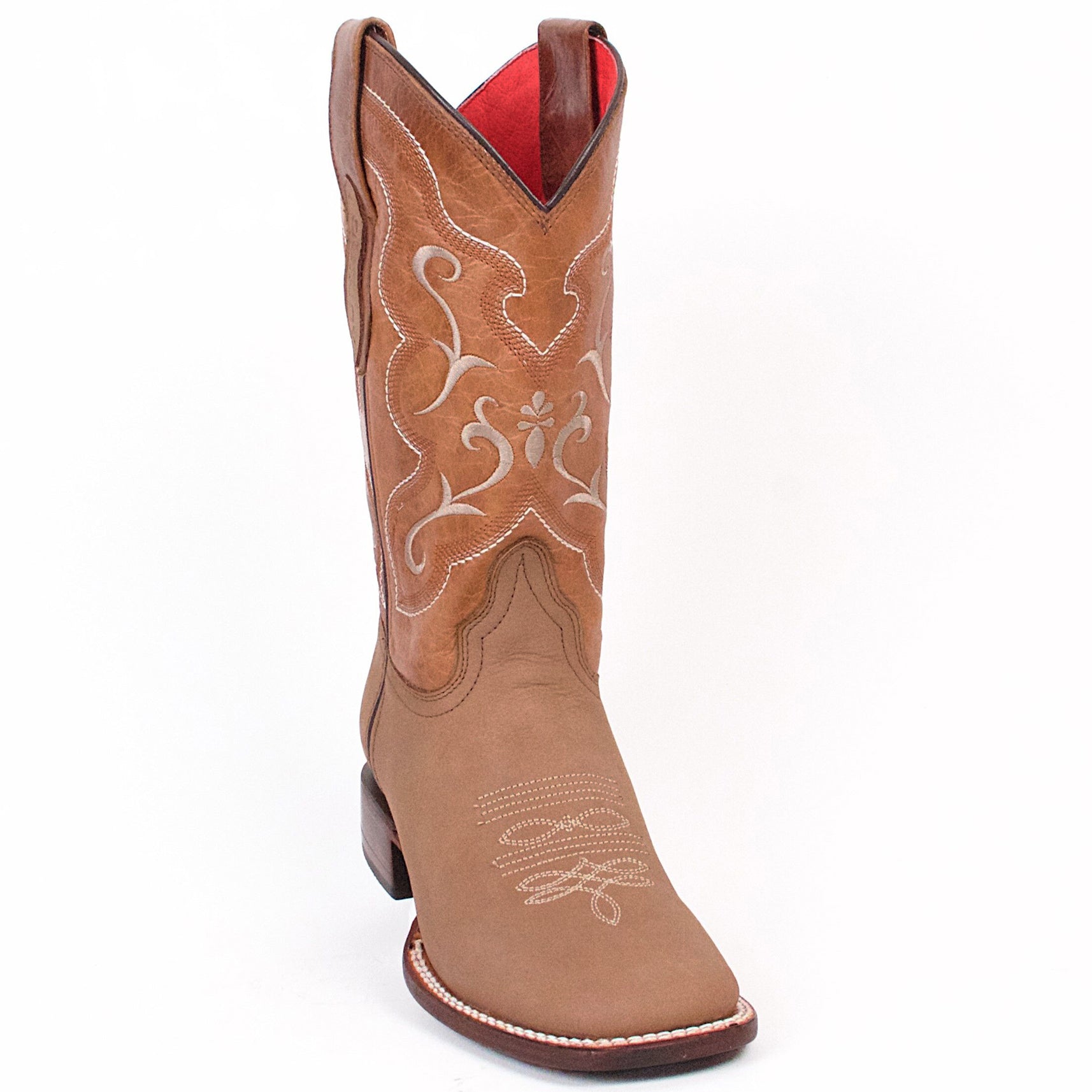 Square Toe Tan Cowgirl Boots - Tan