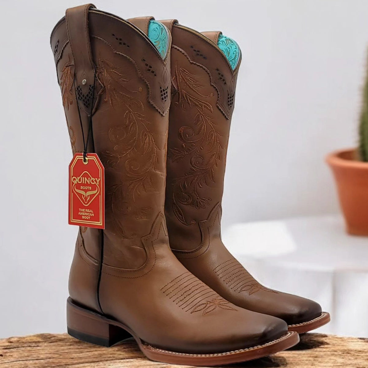 Honey Brown Square Toe Cowgirl Boots - Honey Brown