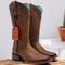 Honey brown square toe cowgirl boots