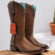 Honey brown square toe cowgirl boots