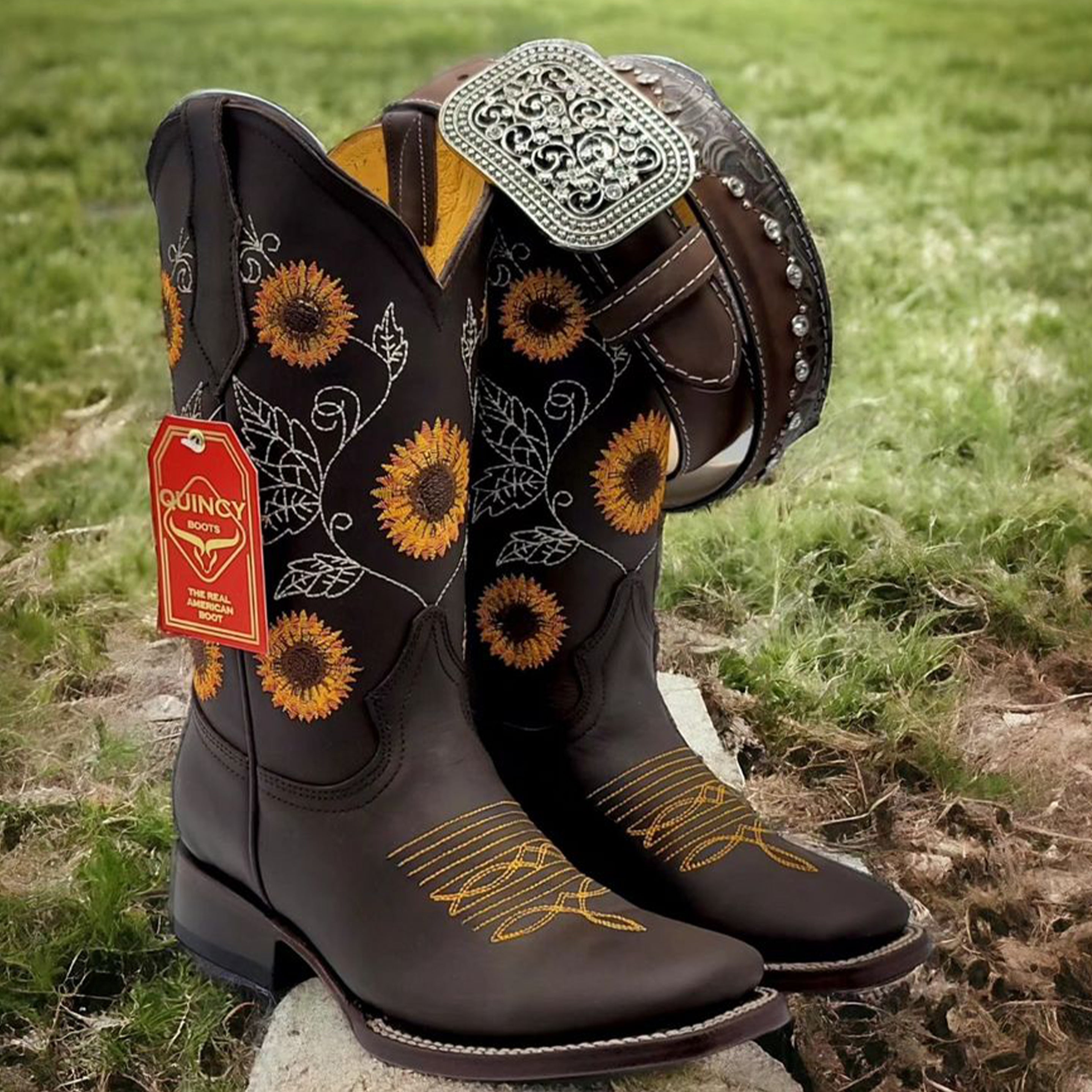 Women's Sunflower Cowboy Boots - Brown