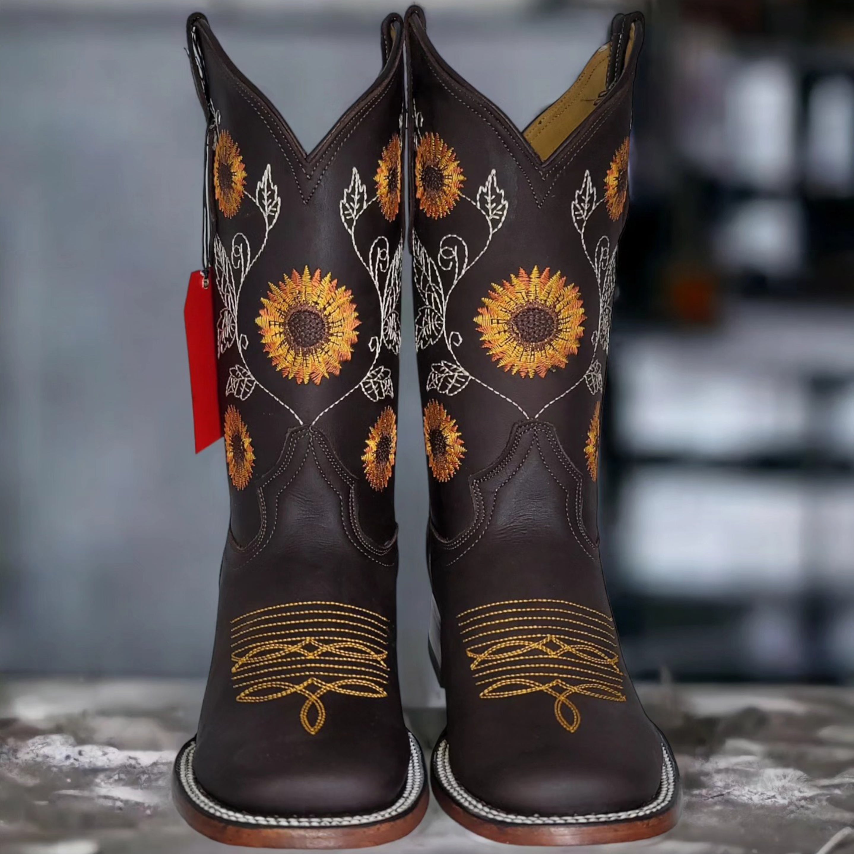 Women's Sunflower Cowboy Boots - Brown