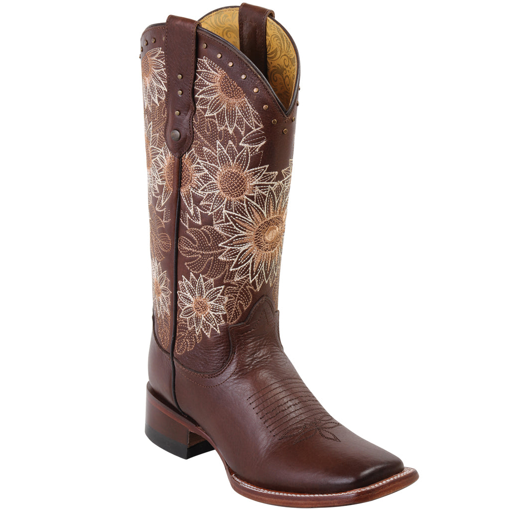 Sunflower Cowgirl Boots Square Toe - Chocolate