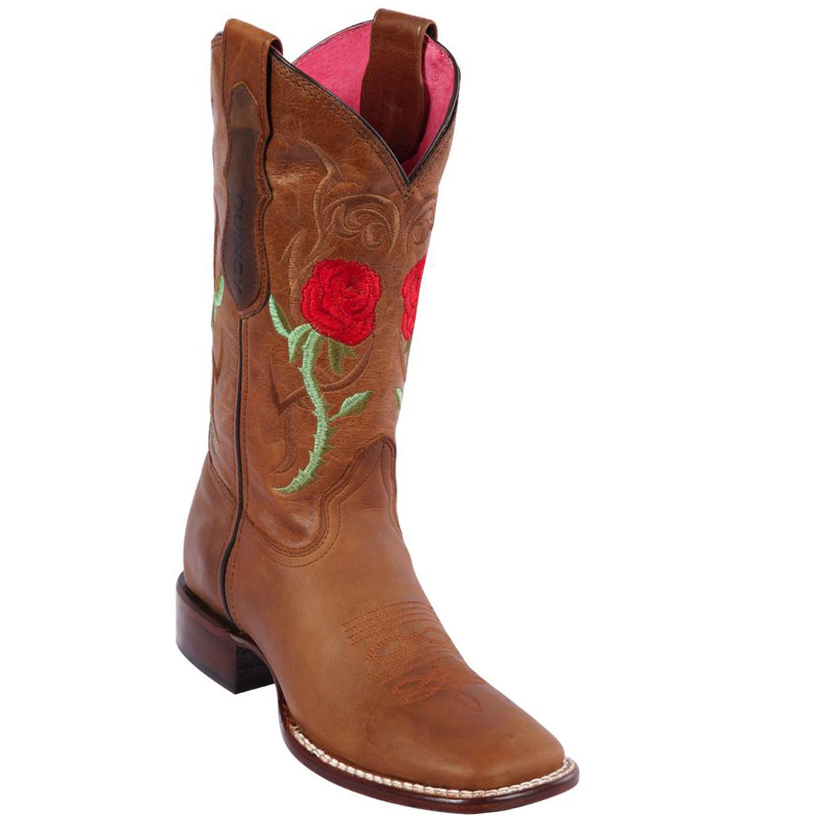 Red Rose Cowgirl Boots - Honey