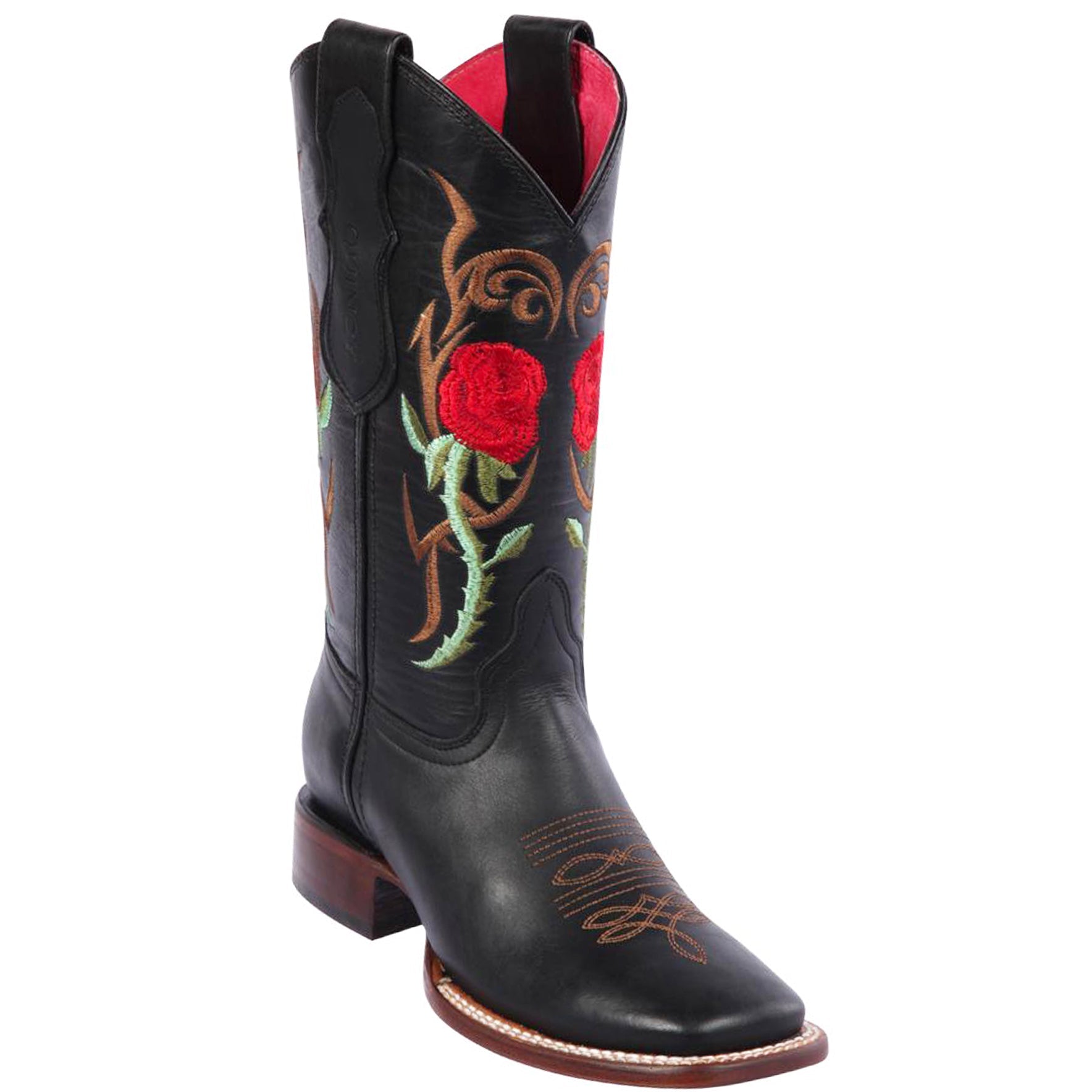 Red Rose Women's Cowboy Boots - Black